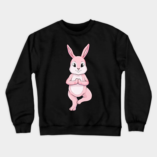 Rabbit at Yoga Exercises while Standing Crewneck Sweatshirt by Markus Schnabel